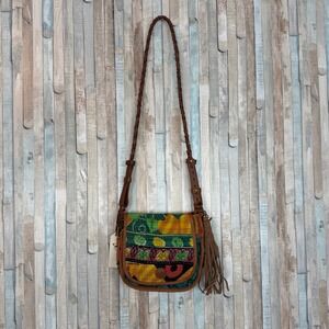New Will Leather Goods Vintage Kantha Crossbody Bag Upcycled Handcrafted Purse